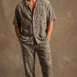 RAM Savage Texture Men’s Premium Co-Ord Set – Cuban Collar Shirt & Straight Fit Trousers