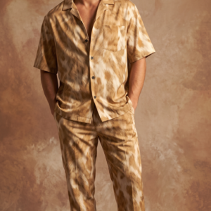 Llama Luxe Safari Co-Ord Set – Premium Animal Print Cuban Collar Resort Wear for Men