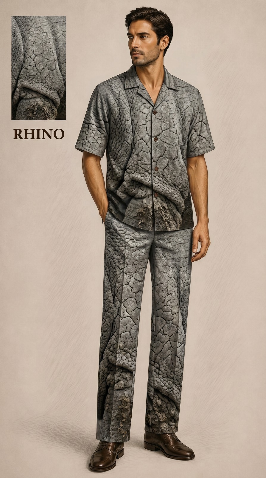 Pic 13 Rhino Texture Printed Premium Co-Ord Set for Men