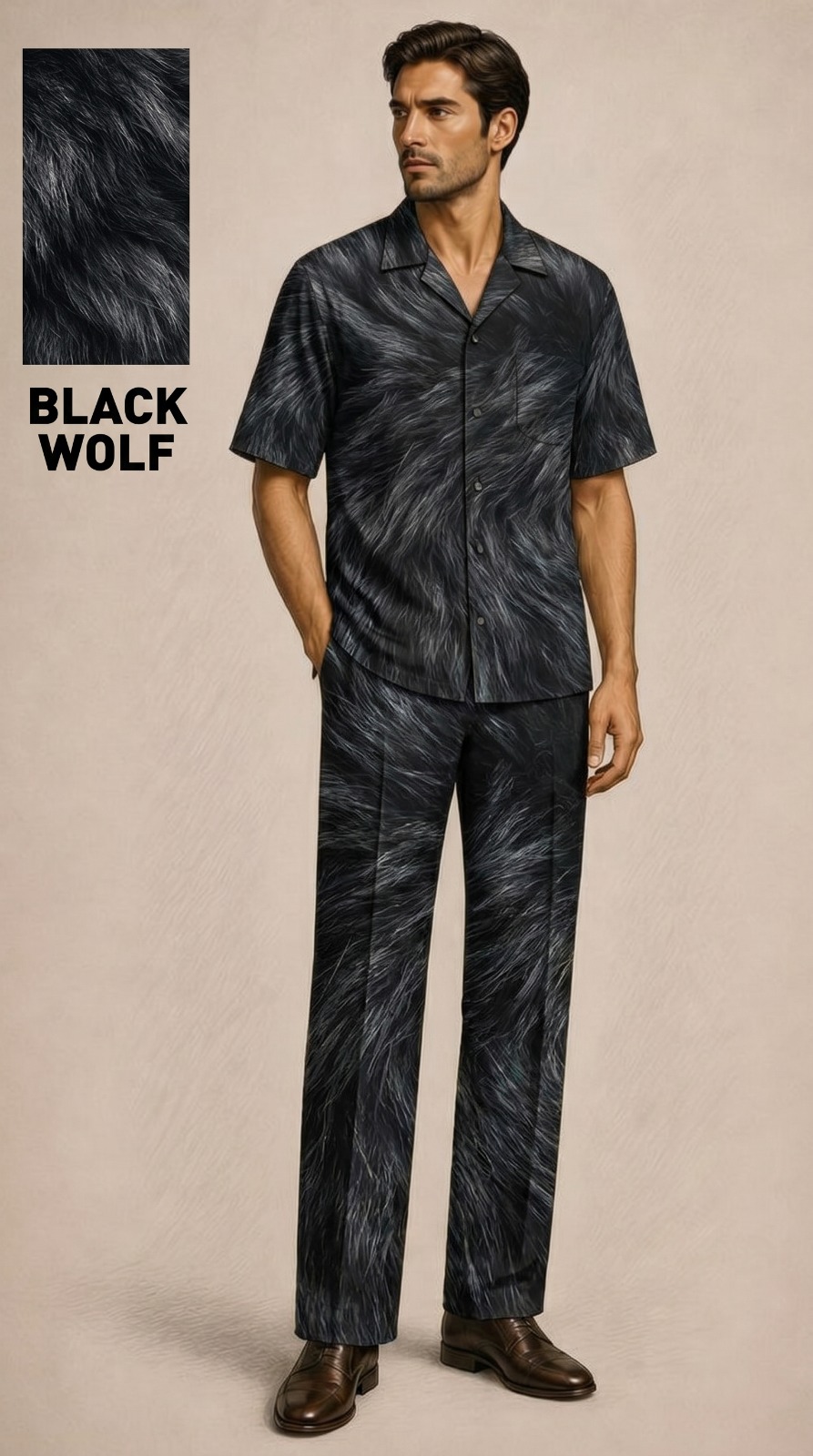 Pic 14 Black Wolf Premium Printed Co-Ord Set for Men