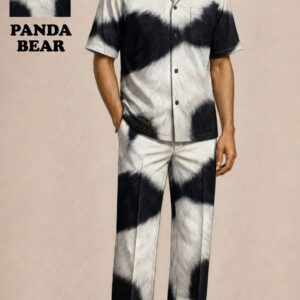 Panda Luxe Black & White Printed Co-Ord Set for Men