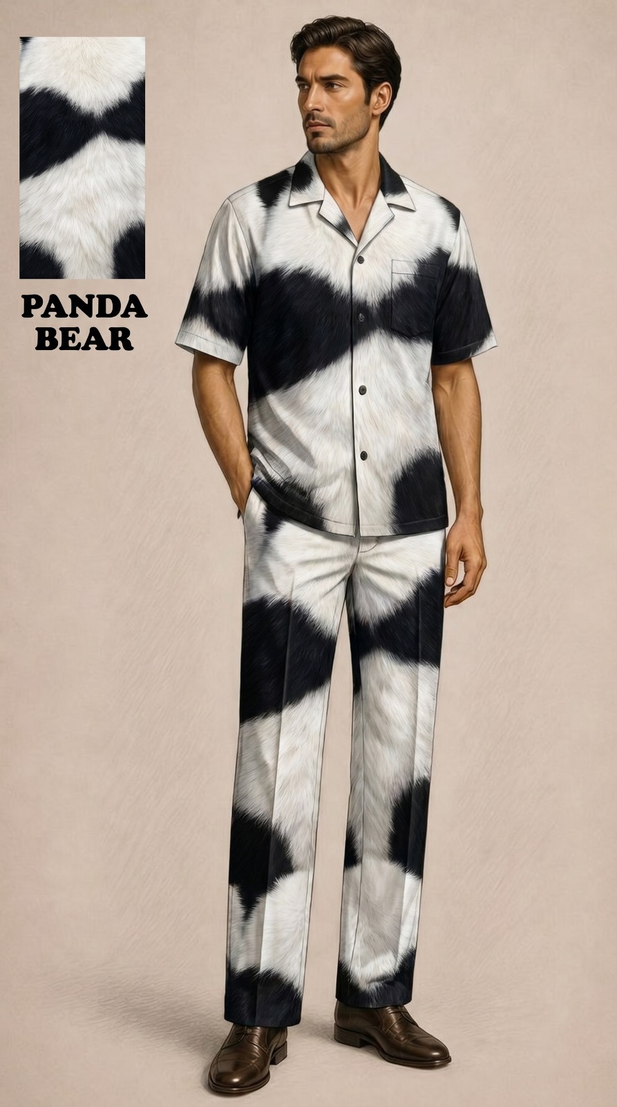 Pic 18 Panda Luxe Black & White Printed Co-Ord Set for Men