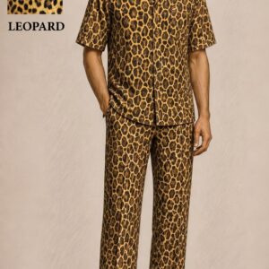 Leopard Print Co-Ord Shirt & Trouser Set for Men