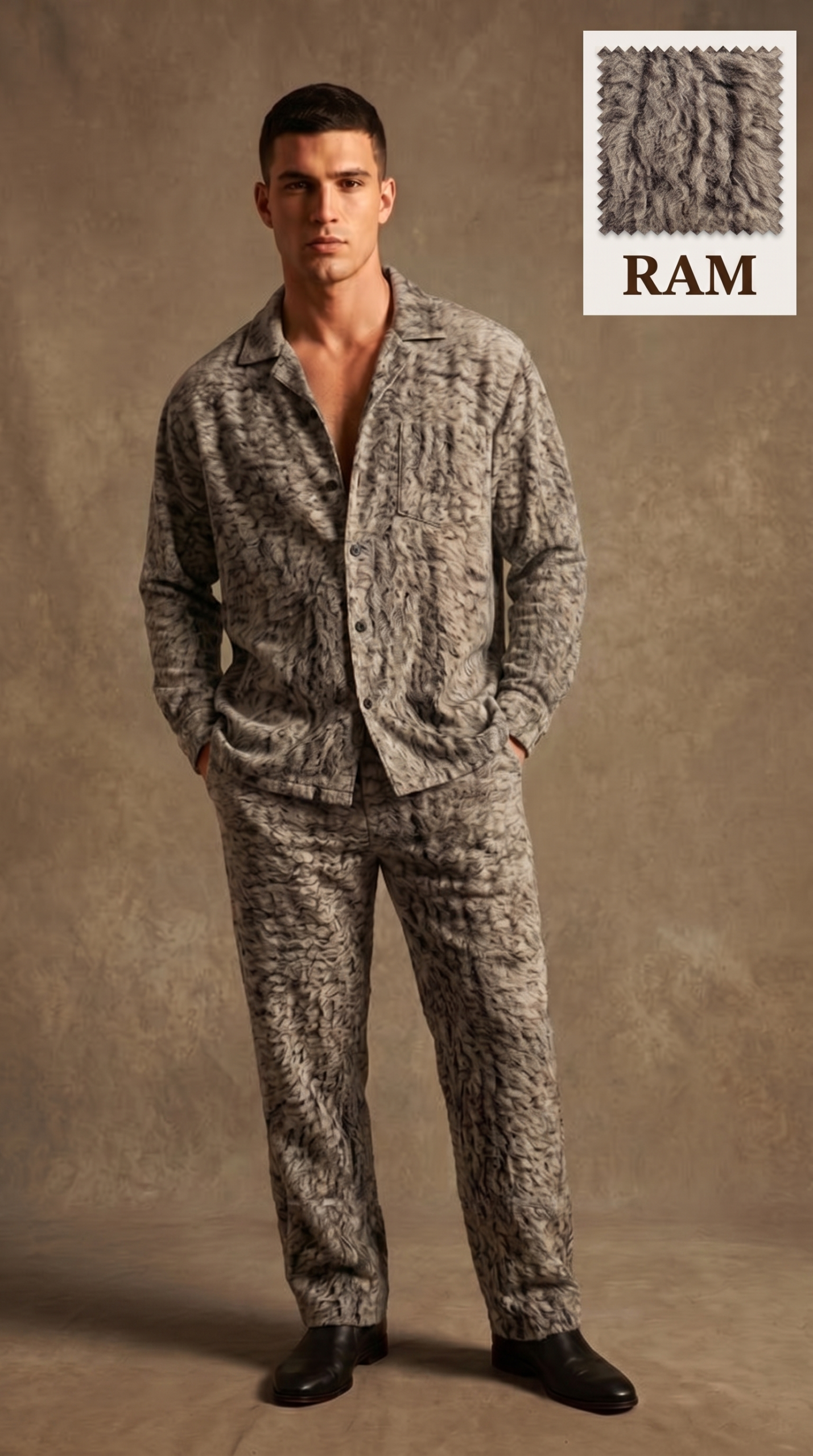 hf_20260601_180028_040ec40a-73f5-4d21-8bea-65f66db3e31c Ram Sovereign Luxe Co-Ord Set – Premium Wool Texture Inspired Resort Wear for Men