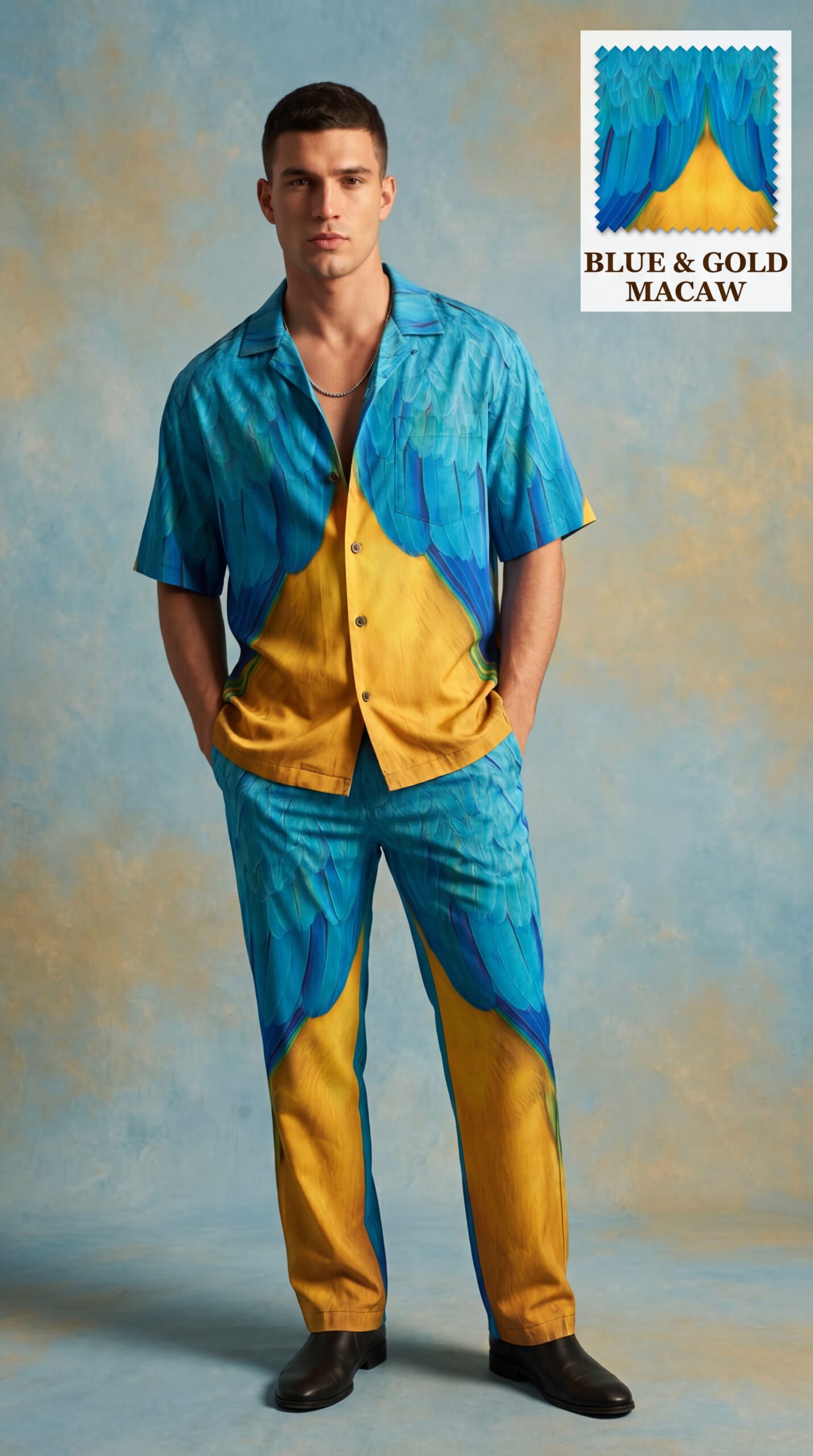 hf_20260609_192623_090688c3-9819-4e9f-ad32-7da758f30e3e Blue & Gold Macaw Royal Plumage Co-Ord Set